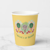 Whimsical Hot Air Ballon Geburtstag Pappbecher (Rückseite)
