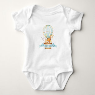Whimsical Hot Air Ballon Niedlich Baby Animals Boy Strampler