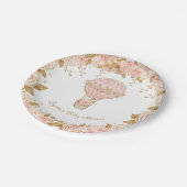 Whimsical Hot Air Ballon Rose Babydusche Pappteller (Schrägansicht)