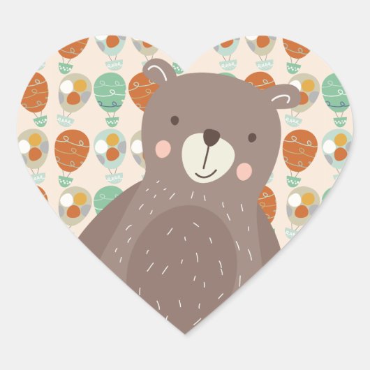 Whimsical Hot Air Ballons Herz-Aufkleber (Vorderseite)