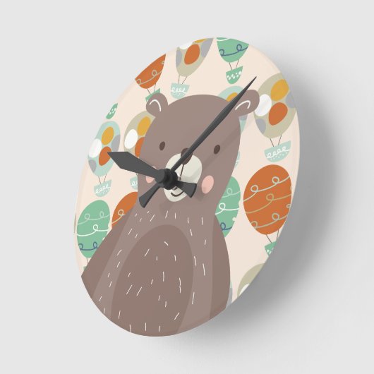 Whimsical Hot Air Ballons Runde Wanduhr (Winkel)