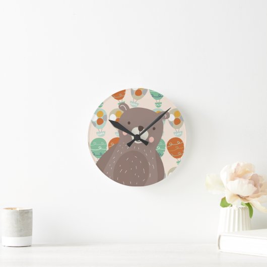 Whimsical Hot Air Ballons Runde Wanduhr (Zuhause)