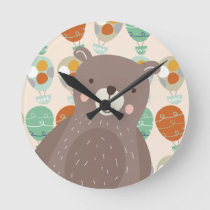 Whimsical Hot Air Ballons Runde Wanduhr