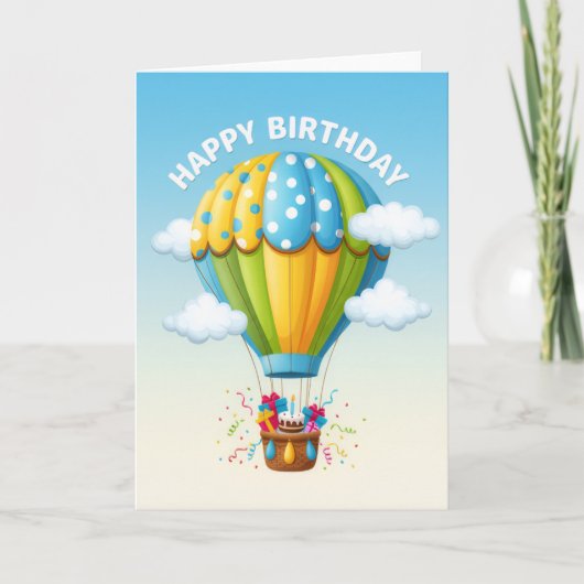 Whimsical Hot Air Balloon Birthday Card Karte (Vorderseite)