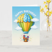 Whimsical Hot Air Balloon Birthday Card Karte (Gelbe Blume)