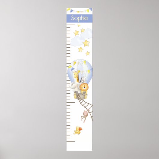 Whimsical Hot Air Balloon Growth Chart Poster (Vorne)