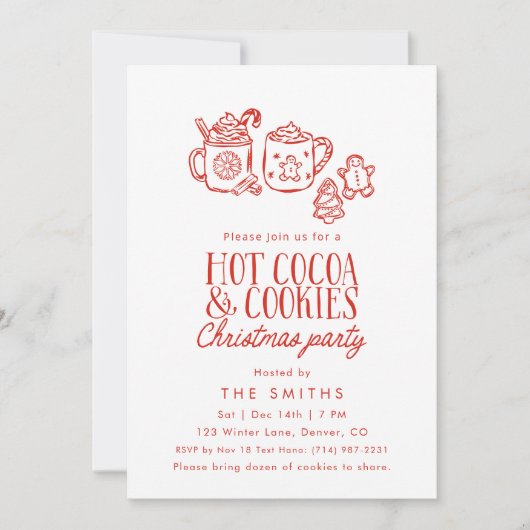 Whimsical Hot Cocoa Cookies Christmas Party Einladung (Vorderseite)