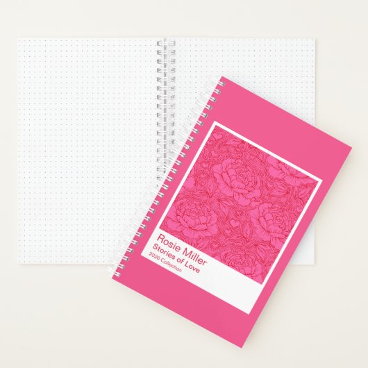 Whimsical Hot Pink and Red Peonies Pattern Swatch Notizblock (Innen)