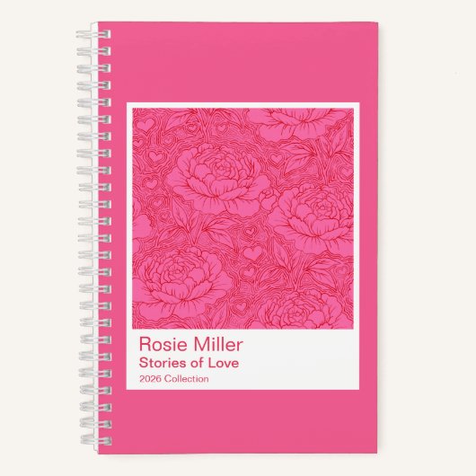 Whimsical Hot Pink and Red Peonies Pattern Swatch Notizblock (Vorderseite)