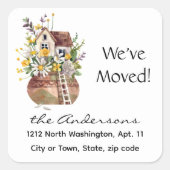 Whimsical House 1,5 oder 3 Zoll Rücksendeadresse Quadratischer Aufkleber (Vorderseite)