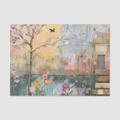 WHIMSICAL HOUSE AM SEE KÜNSTLERISCHE DEKOUPATION SEIDENPAPIER (Vorderseite)