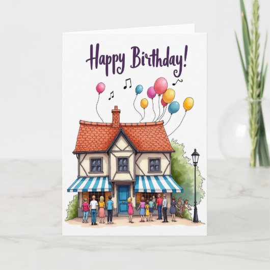 Whimsical House Geburtstagskarte Karte (Vorderseite)