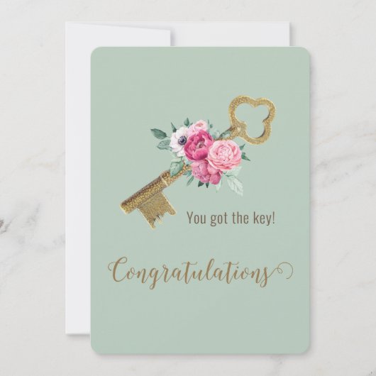 Whimsical House Key Herzlichen Glückwunsch Neue Zu Karte (Vorderseite)