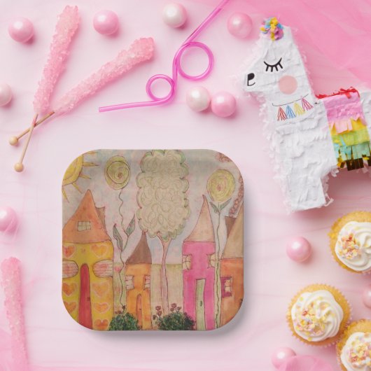 Whimsical Houses Pappteller (Party)