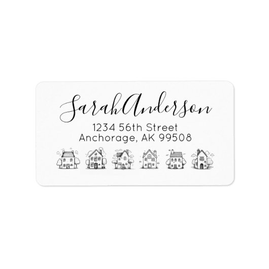 Whimsical Houses Real Anwesen Rücksendeadresse Adressaufkleber (Vorne)