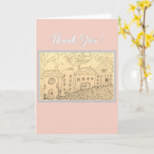 Whimsical Houses Thank You Karte (Gelbe Blume)