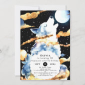 Whimsical Howling Wolf Birthday Einladung (Vorderseite)