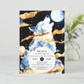 Whimsical Howling Wolf Birthday Einladung (Stehend Vorderseite)