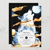 Whimsical Howling Wolf Birthday Einladung (Vorne/Hinten)