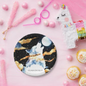 Whimsical Howling Wolf Birthday Pappteller (Party)