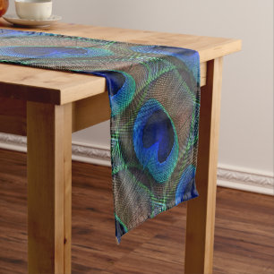 Whimsical Hübsch Peacock Feather Pattern Kurzer Tischläufer