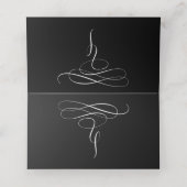 Whimsical Hübsch Schwarz-weiß Simple Wedding Platzkarte (Innenseite Aufgefaltet)