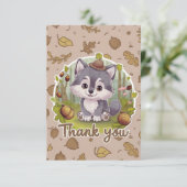 Whimsical Hübsch Wolf Dankeskarte (Stehend Vorderseite)