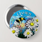 Whimsical Hummel in Gänseblümchen personalisiert Button (Vorne & Hinten)