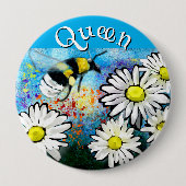 Whimsical Hummel in Gänseblümchen personalisiert Button (Vorderseite)
