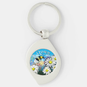 Whimsical Hummel in Gänseblümchen personalisiert Schlüsselanhänger
