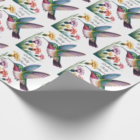 Whimsical Hummingbird Floral Baby Shower Geschenkpapier (Ecke)