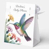 Whimsical Hummingbird Floral Baby Shower Geschenkschachtel (Rückseite)