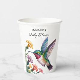 Whimsical Hummingbird Floral Baby Shower Pappbecher