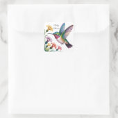 Whimsical Hummingbird Floral Baby Shower Quadratischer Aufkleber (Tasche)