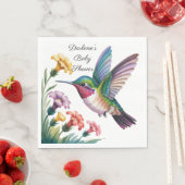 Whimsical Hummingbird Floral Baby Shower Serviette (Beispiel)