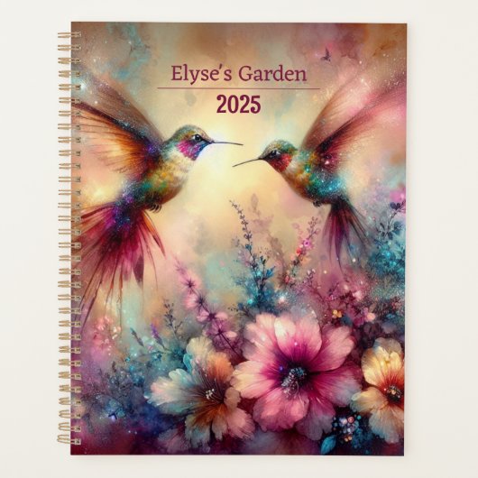 Whimsical Hummingbird Flower Garden Planer (Vorderseite)