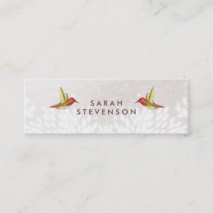 Whimsical Hummingbird in White Blätter Creative Mini Visitenkarte