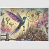 Whimsical Hummingbird Steampunk Flight Decoupage Seidenpapier (Vorderseite)