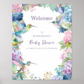 Whimsical Hummingbirds with Hydrangeas Welcome Poster (Vorne)