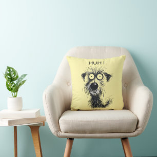 Whimsical Hund HUH! Funny Sketch Throw Kissen
