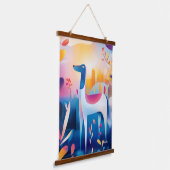 Whimsical Hund in Nature Illustration Wandteppich Mit Holzrahmen (Gewinkelt)