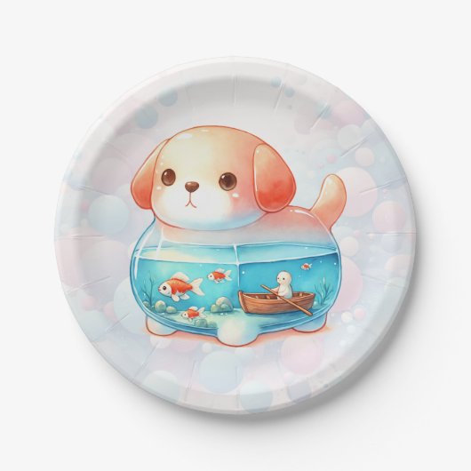 Whimsical Hunde Adventure Birthday Paper Plate Pappteller (Vorderseite)