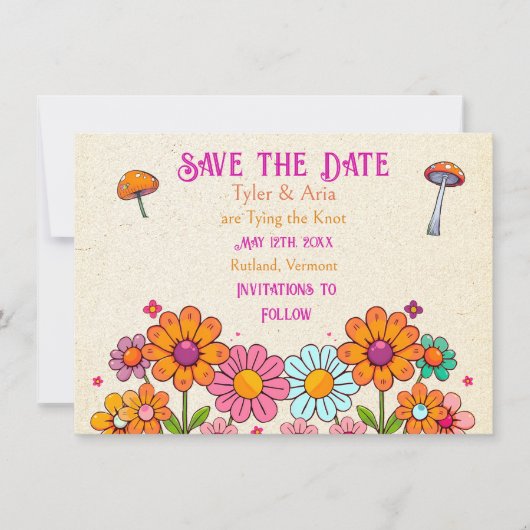 Whimsical Hütte Core Floral Wedding Save The Date (Vorderseite)