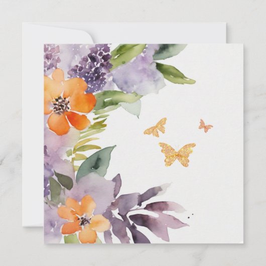 Whimsical Hydrangea Lavender Orange Brautparty Einladung (Rückseite)