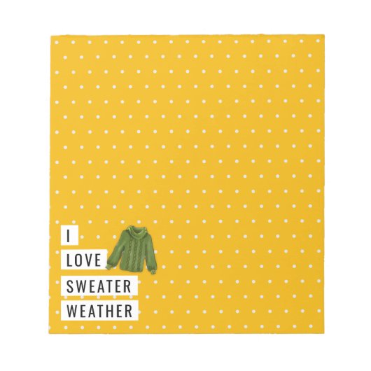 Whimsical I Liebe Sweater Weather Polka Dots Gold Notizblock (Vorderseite)