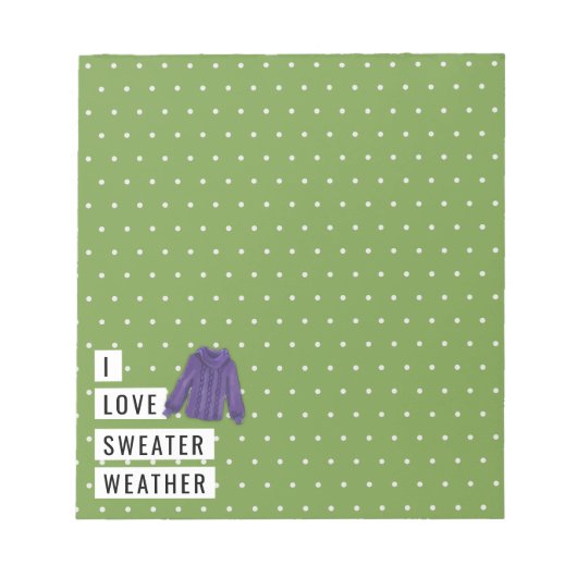 Whimsical I Liebe Sweater Weather Polka Dots Green Notizblock (Vorderseite)