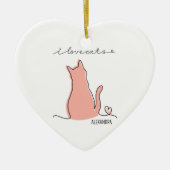 Whimsical I love Cats Silhouette Custom Name Keramik Ornament (Vorne)