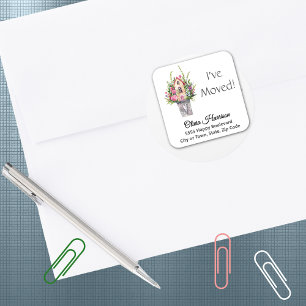 Whimsical I Moved, Pink 1.5-in Address Sticker