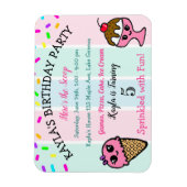 Whimsical Ice Cream and Sprinkles Girl's Birthday Magnet (Vertikal)