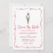 Whimsical Ice Cream Cone Foto Wedding Save The Date (Vorderseite)